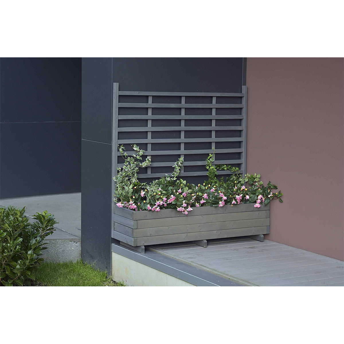 Gaspo Blumenkasten Gmunden mit Spalier vintage grau 136 x 37 x 136 cm