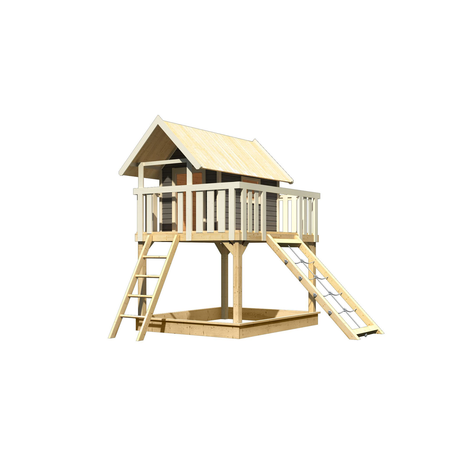 Karibu Fidel und Netzrampe terragrau ohne Rutsche Bild 3