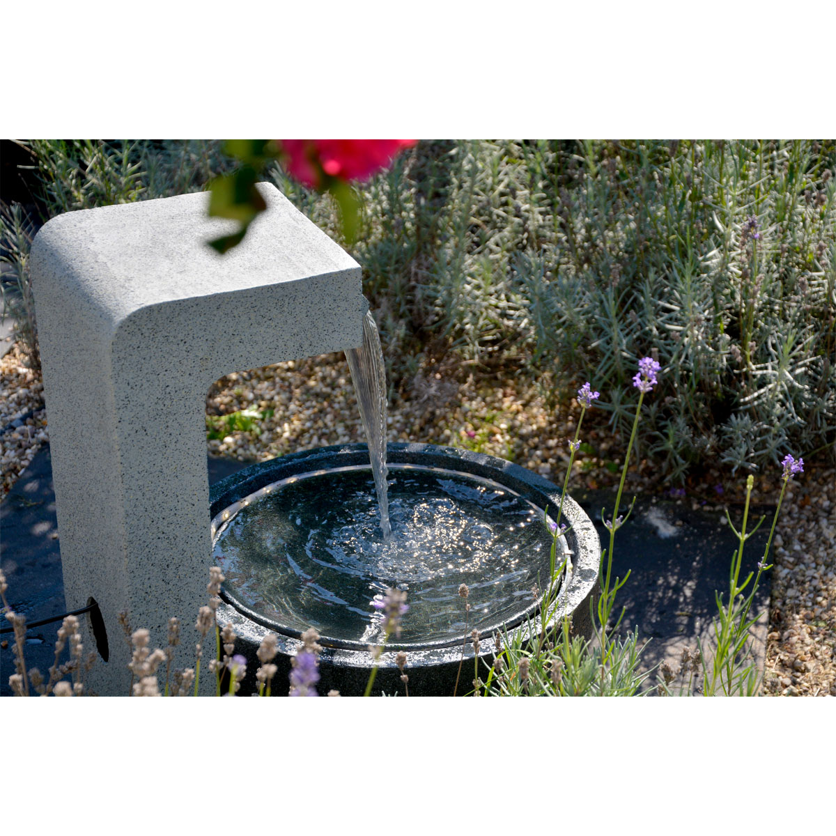 dobar XL Design-Gartenbrunnen mit LEDs 52 x 65 x 44 cm grau Bild 6