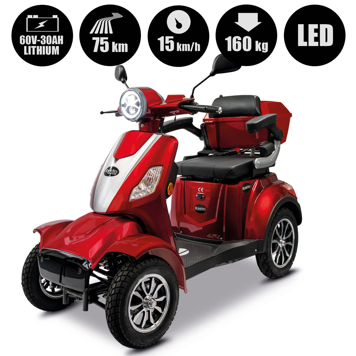 Rolektro E-Quad 15 V.3 Lithium Rot 60V-30Ah Akku 1000 Watt Bild 2