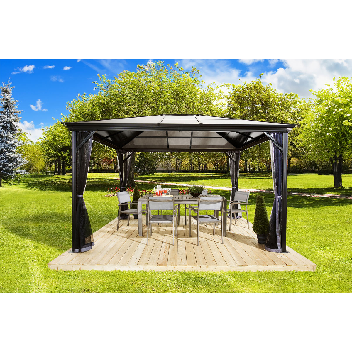 Sojag Pavillon Verona 1014 inkl. Moskitonetz 298,3x422,5x261cm Anthrazit Bild 4
