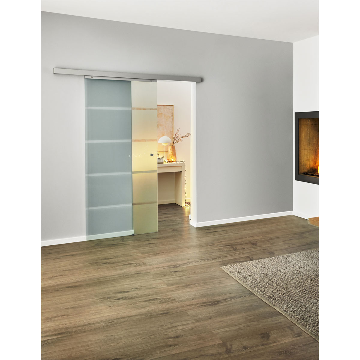 Durabil Glasschiebetür-Set „Edelstahl Open“, 90x208 cm Bild 3