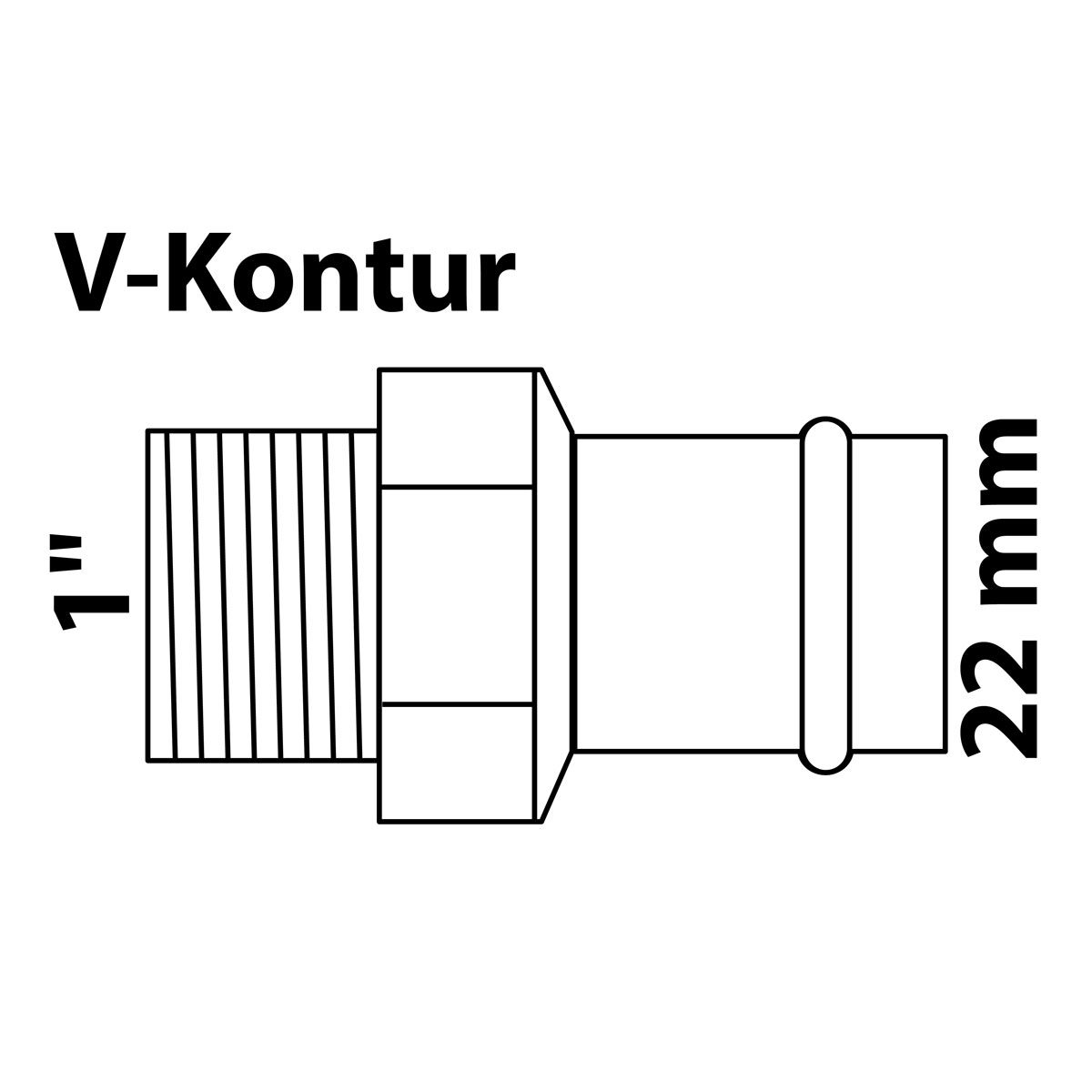 Kirchhoff RG Uebergangsnippel blank 22 mm x 1"AG 1 Muffe P4243g
