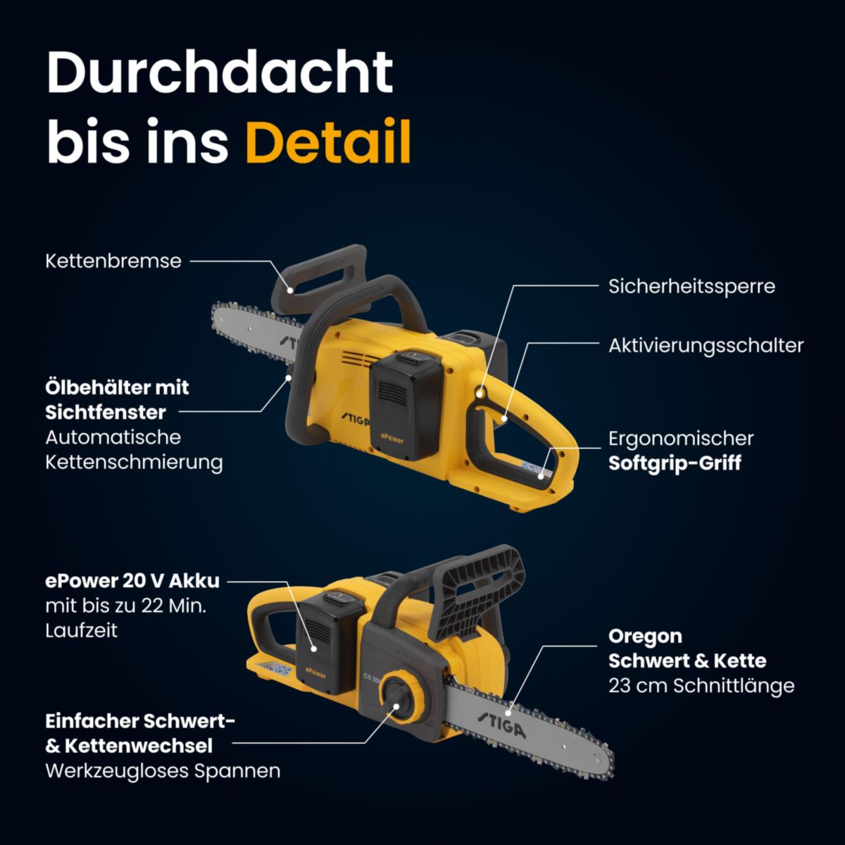 Stiga Akku-Kettensäge CS 300e  Bild 10