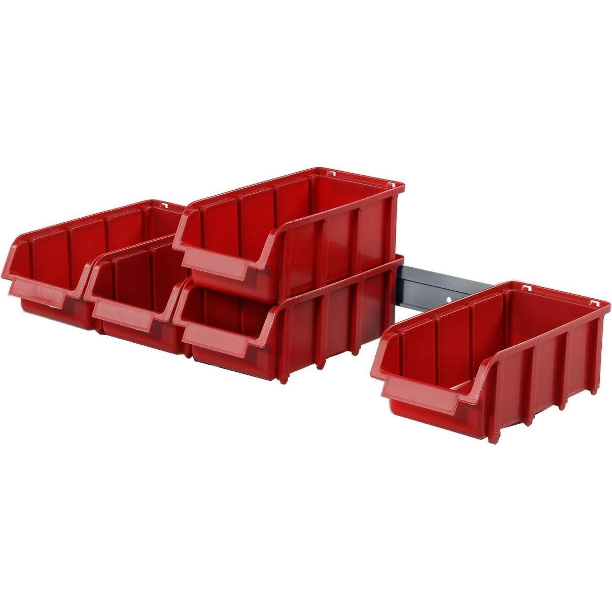 Tood Sichtlagerkasten-Set Visus 2 L 50 x 21 x 7,5 cm rot 6-teilig