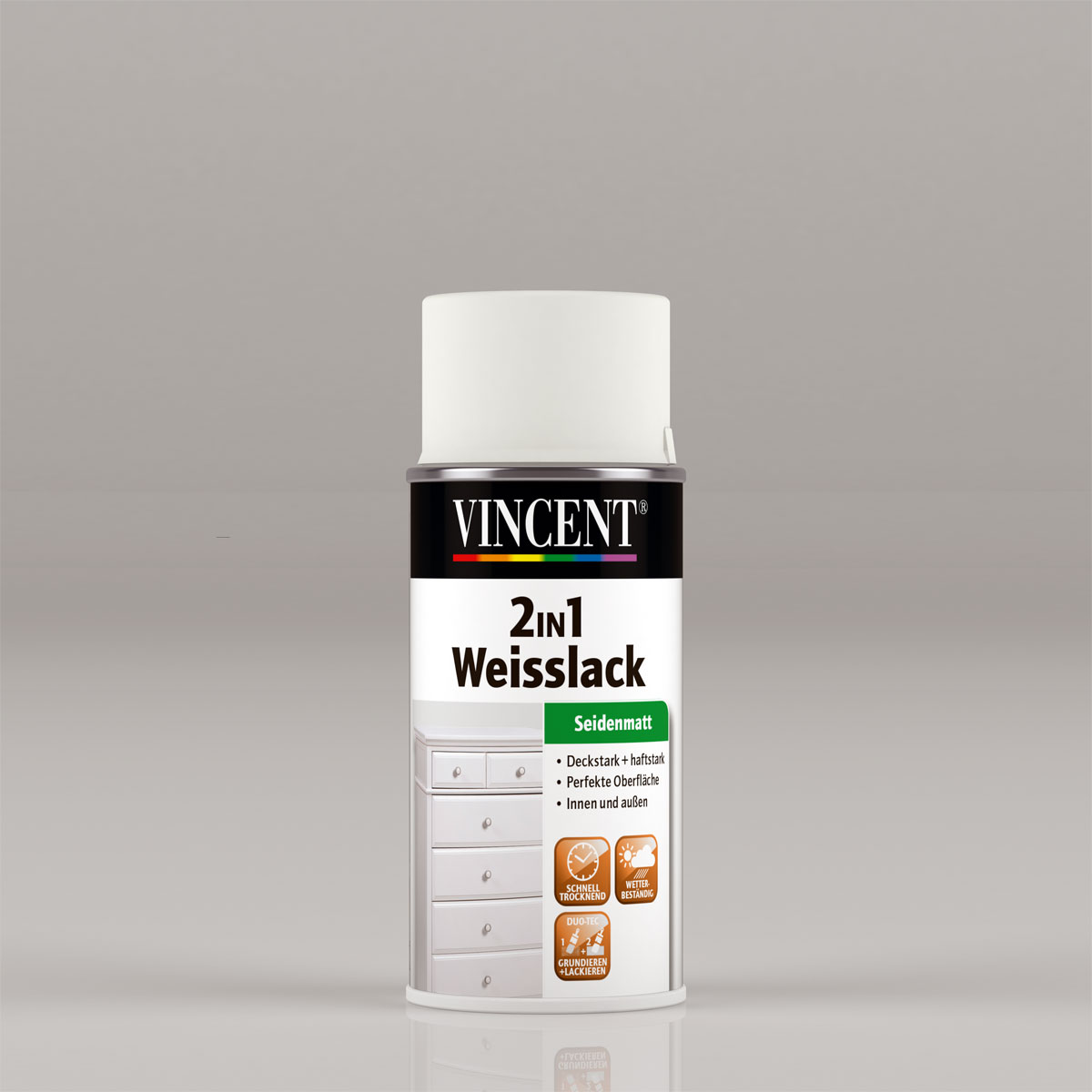 Vincent 2in1 Weißlack RAL 9003 signalweiß seidenmatt 150 ml