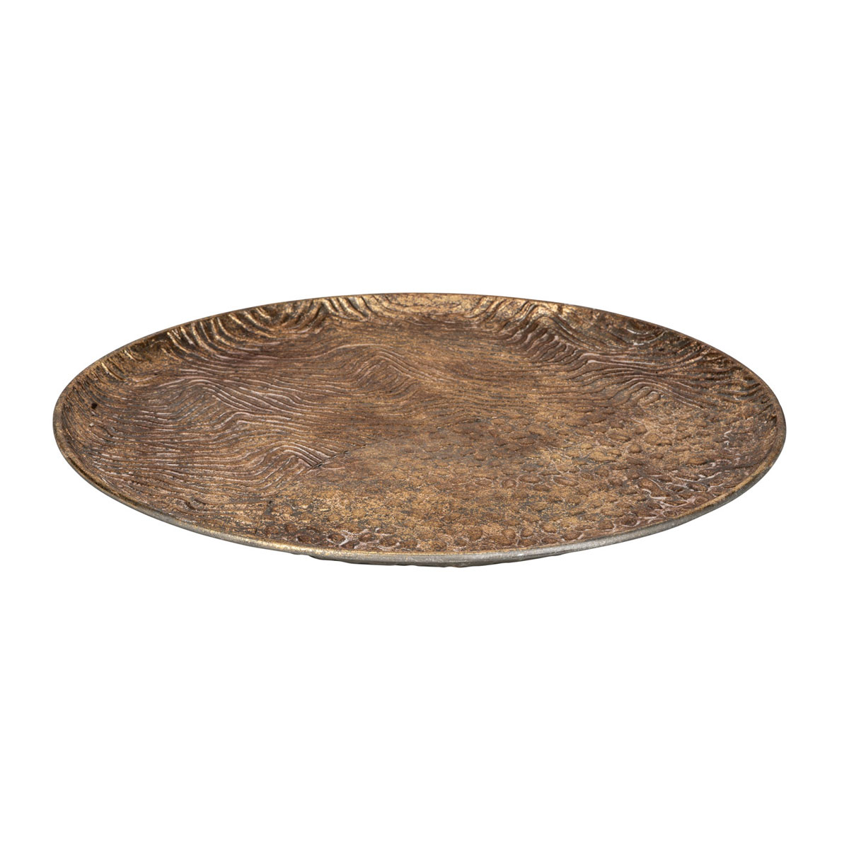 Metall-Teller Durchmesser 48 x 2 cm antikgold