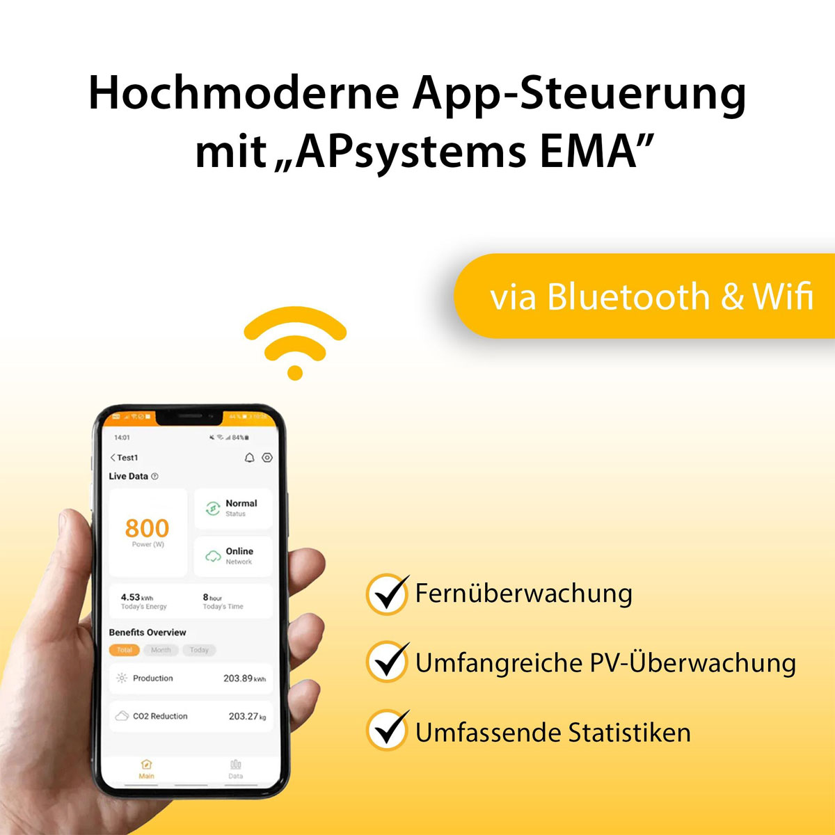 VALE Balkonkraftwerk 800 Watt Full Black mit Halterung - 830 Wp APsystems Wechselrichter Bild 3