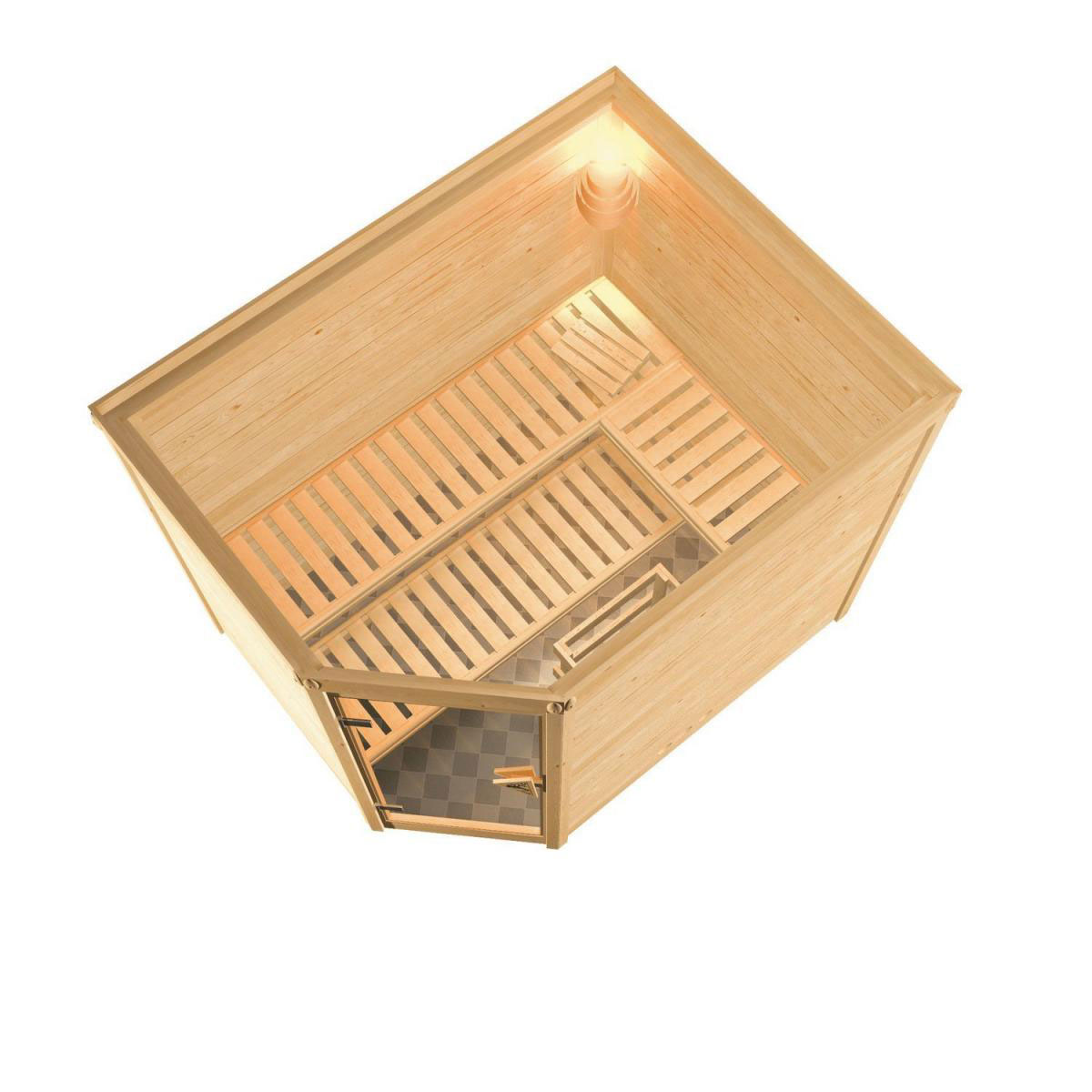 Karibu Massivholzsauna Tanami 40 mm 9 kW Ofen externe Strg modern ohne Kranz Bild 3