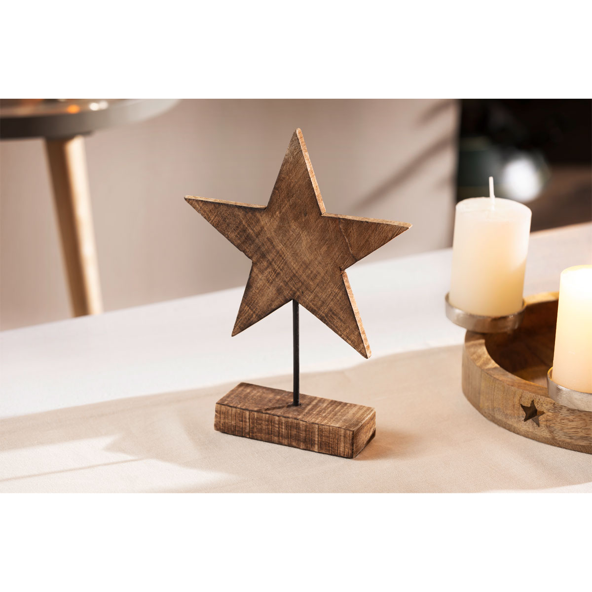 Stern auf Fuss Holz 26 cm Bild 2
