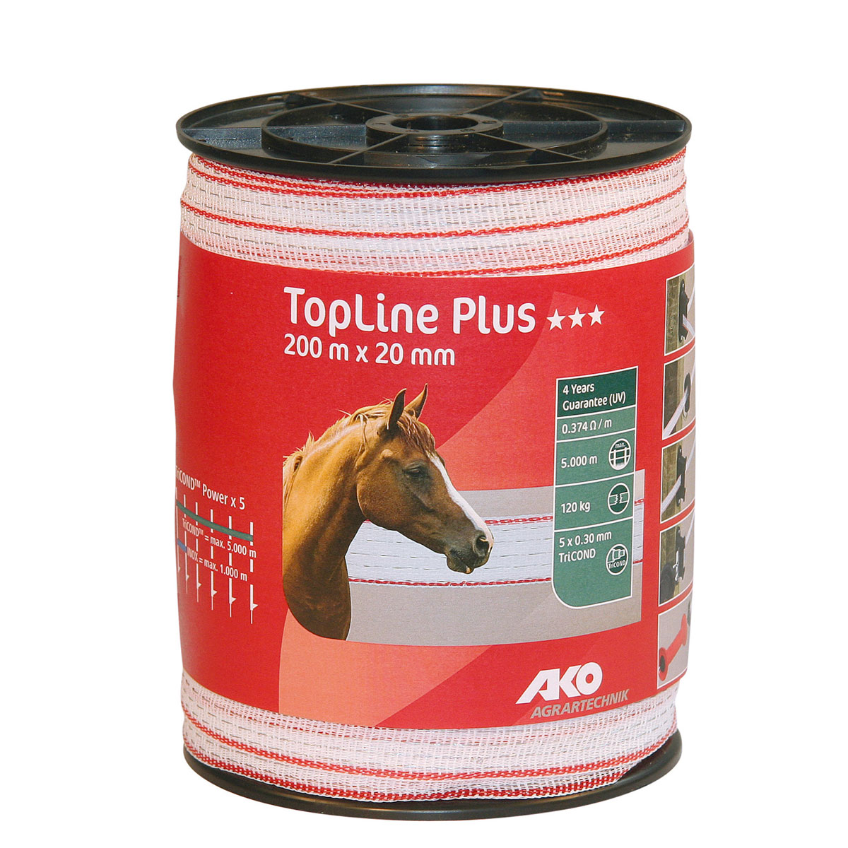Weidezaunband TopLine Plus 200 m 200 Stück weiß-rot Bild 3