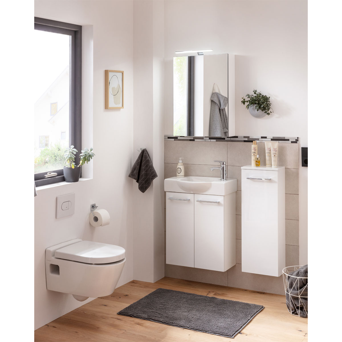Fackelmann  Gäste-WC Waschtischunterschrank SBC 520 x 600 x 243 mm Weiß Bild 7