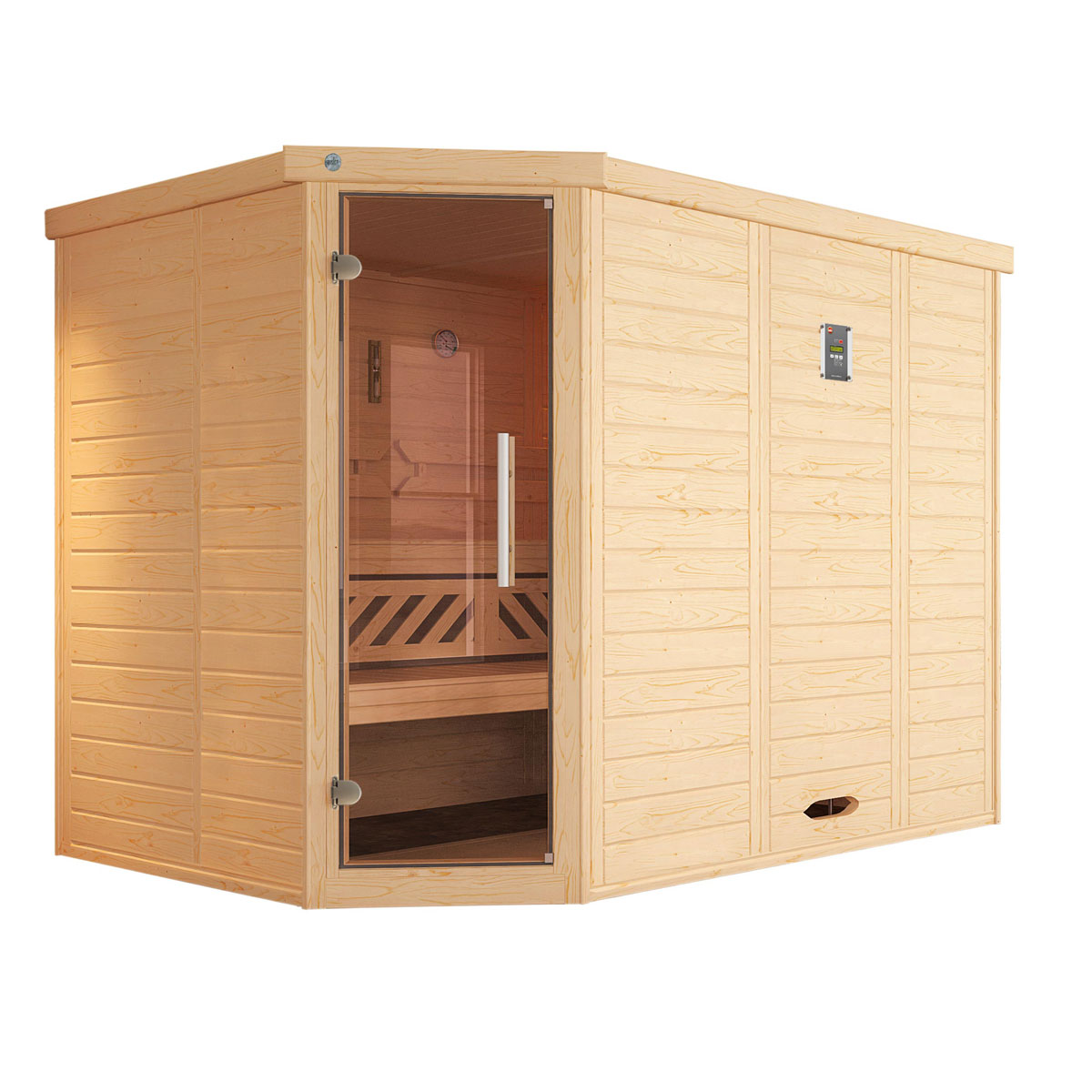 Weka  Premium Massivholz-Elementsauna Kemi Größe 2 Sparset 7,5 kW Bio S
