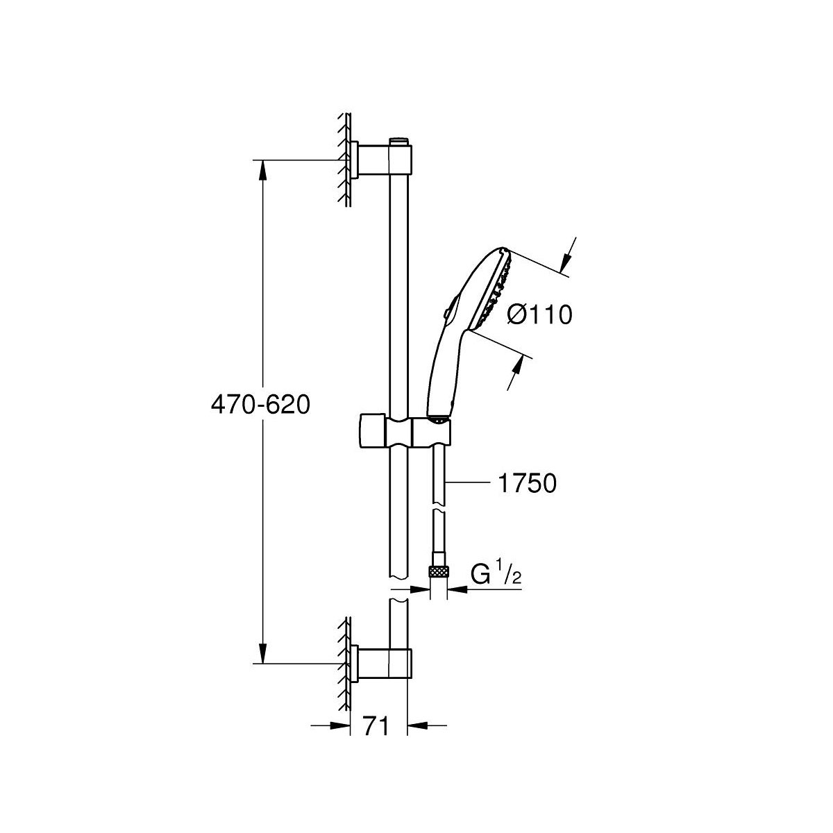 Grohe Brausestangenset Vitalio Start 110 2 Strahlarten (Rain, Jet) Bild 6