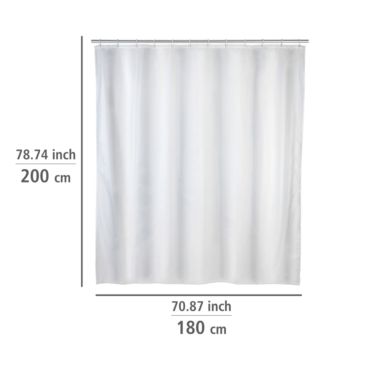 Wenko  Duschvorhang Uni Weiß Textil Polyester 180 x 200 cm waschbar Bild 5