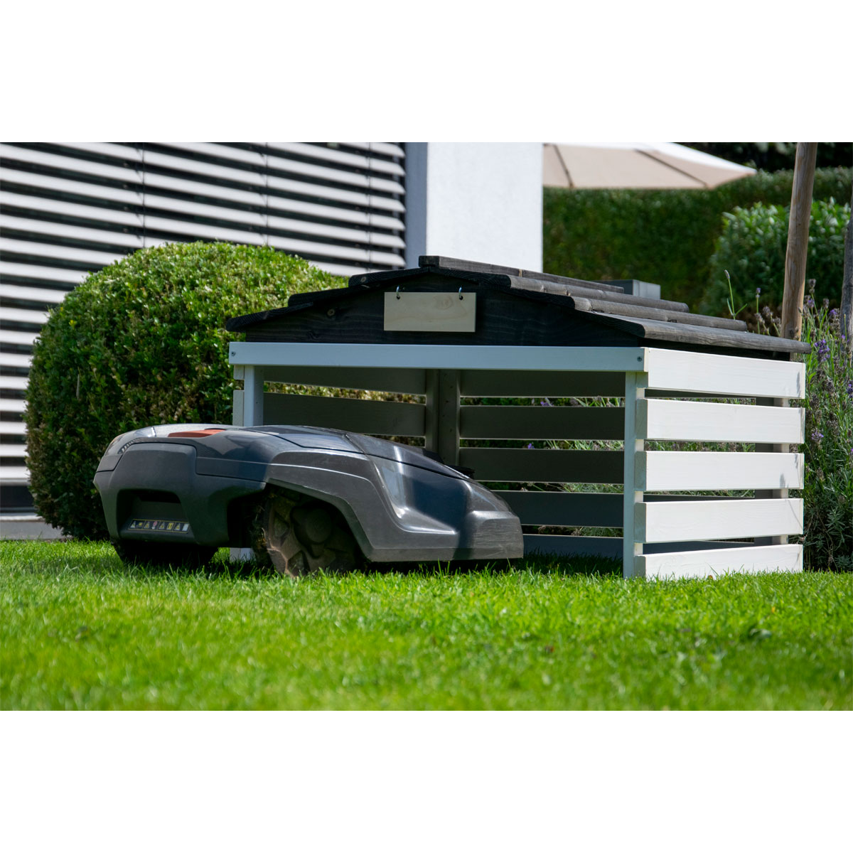 dobar Mährobotergarage 78,5 x 74 x 52,5 cm weiß-schwarz Bild 5