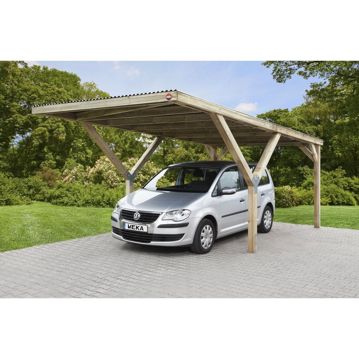 Weka Doppelcarport X mit Stahldach Pfosten 12 x 12 cm Bild 1