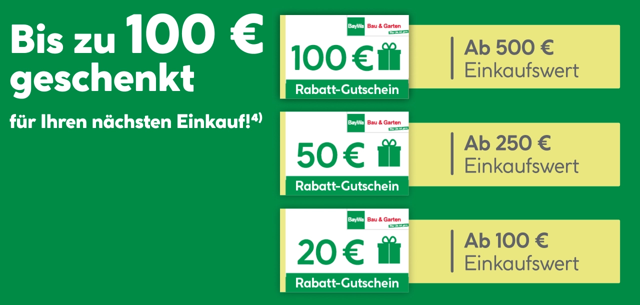 Bis zu 100 Euro geschenkt für Ihren nächsten Einkauf!