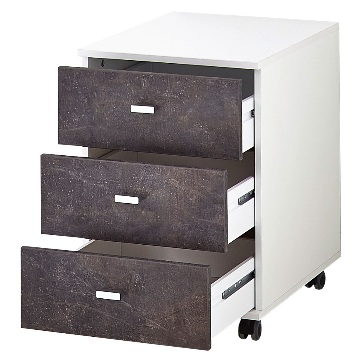 Rollcontainer Sort mit 3 Schubkästen 40 x 57 x 49 cm weiß/Basalto-Dunkel Bild 2