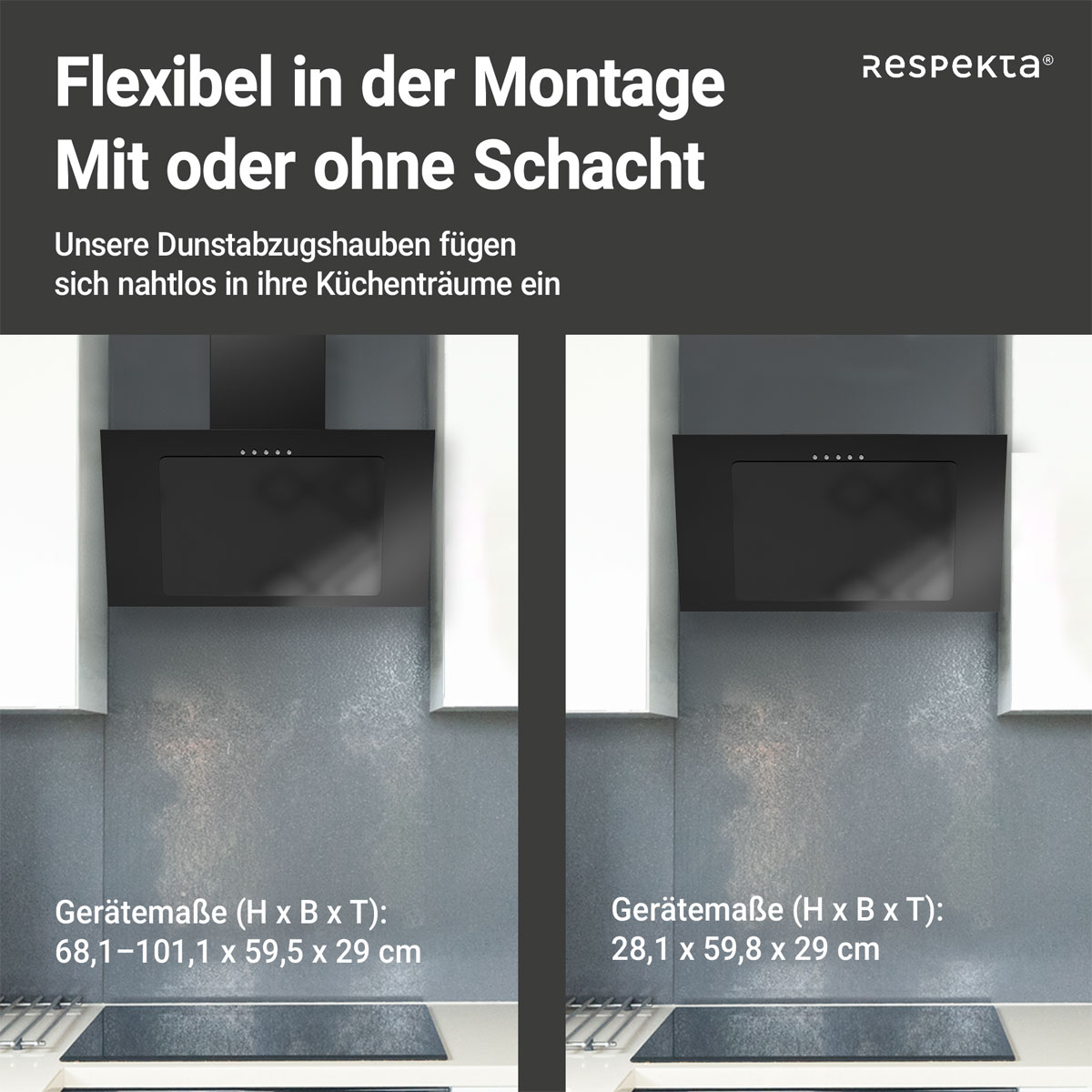 Respekta Schraeghaube EEK:B schwarz 60cmCH33060SB Bild 8