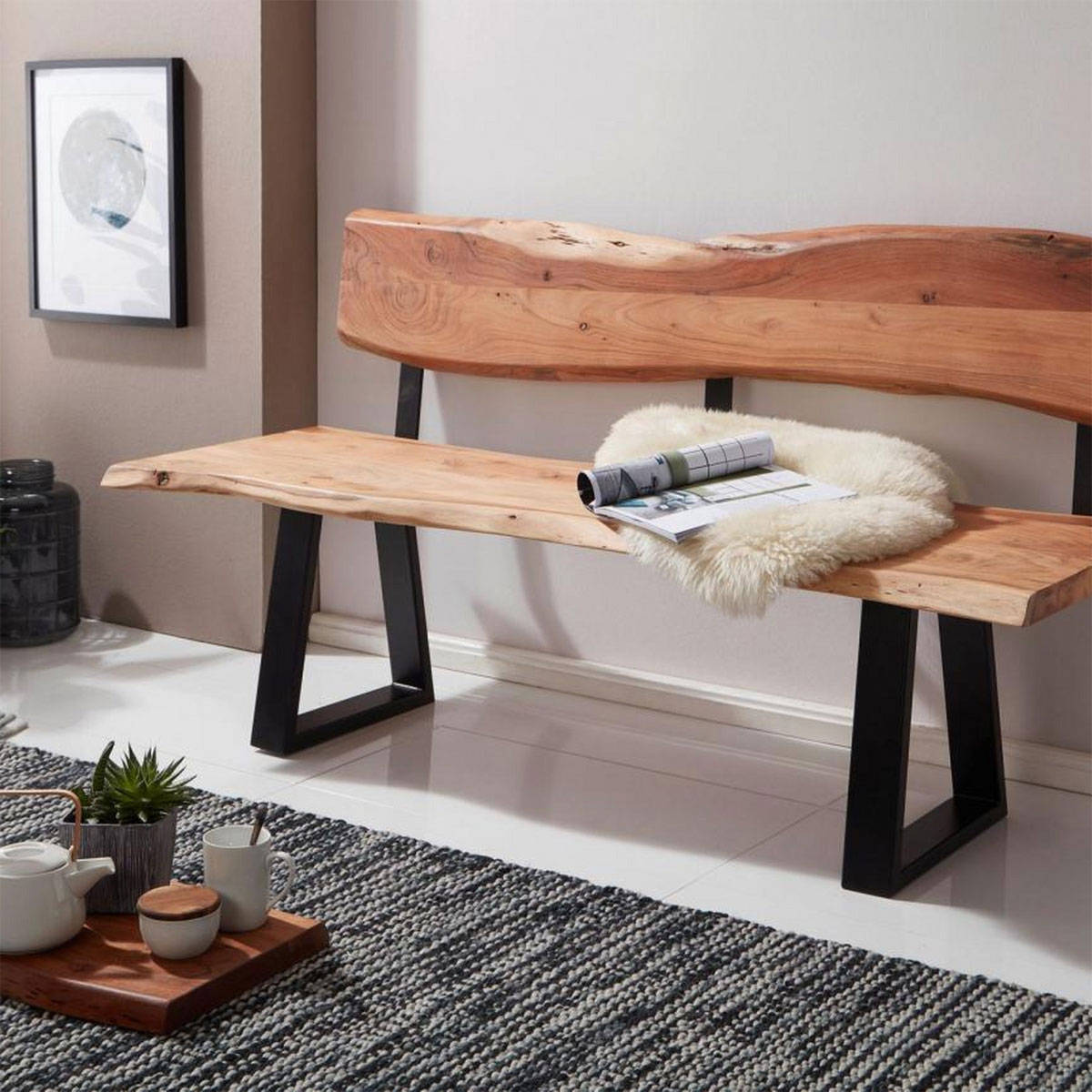 Wohnling Esszimmerbank „Gaya“ 160x83,5x60 cm, Akazie Bild 2