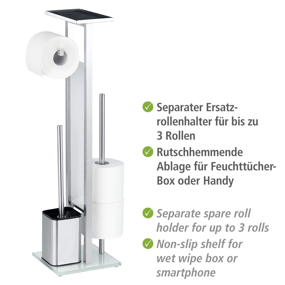 Wenko  Stand WC-Garnitur Debar mit Ablage Edelstahl rostfrei Bild 4
