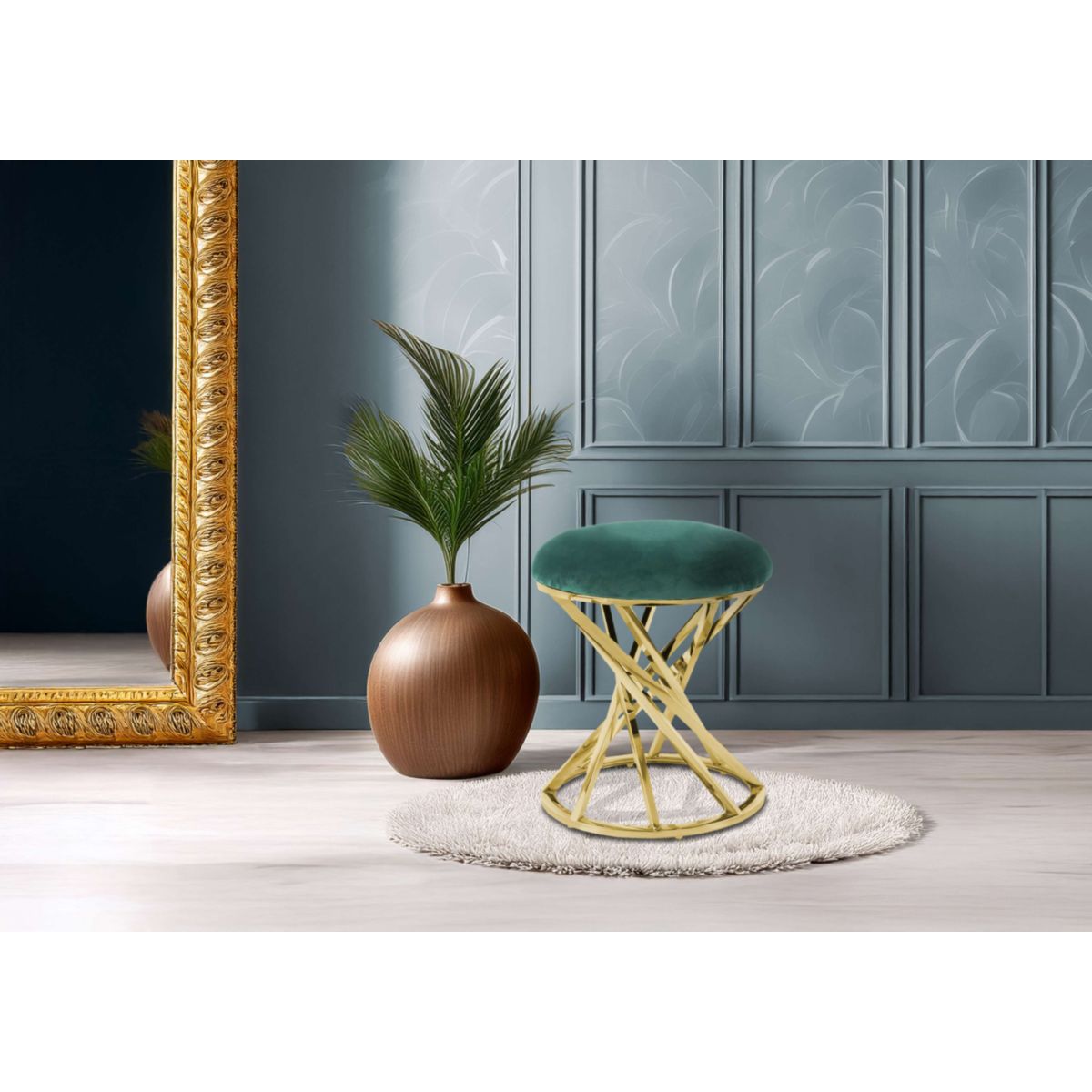 Hocker Wesley 325 grün gold Bild 3