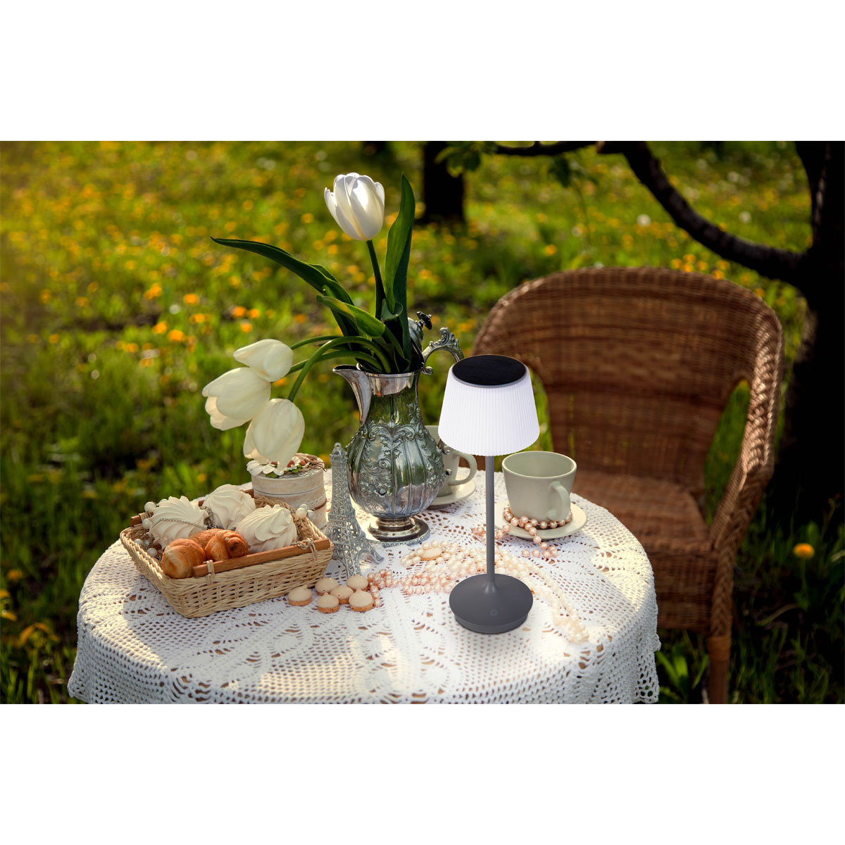 näve Solar-Tischleuchte Emmi grau mit Akku 13x13x38cm dimmbar Bild 7