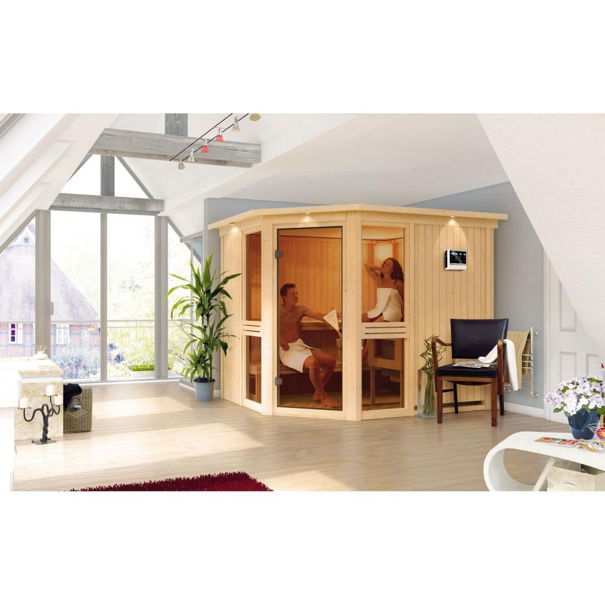 Karibu Amelia 3 Eckeinstieg 9 kW Ofen Bio externe Strg ohne Kranz Bild 5