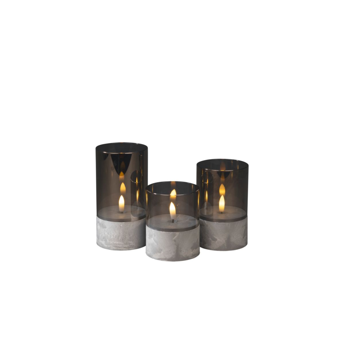Konstsmide LED Kerzen 3er-Set smokey grey mit Glas Bild 7