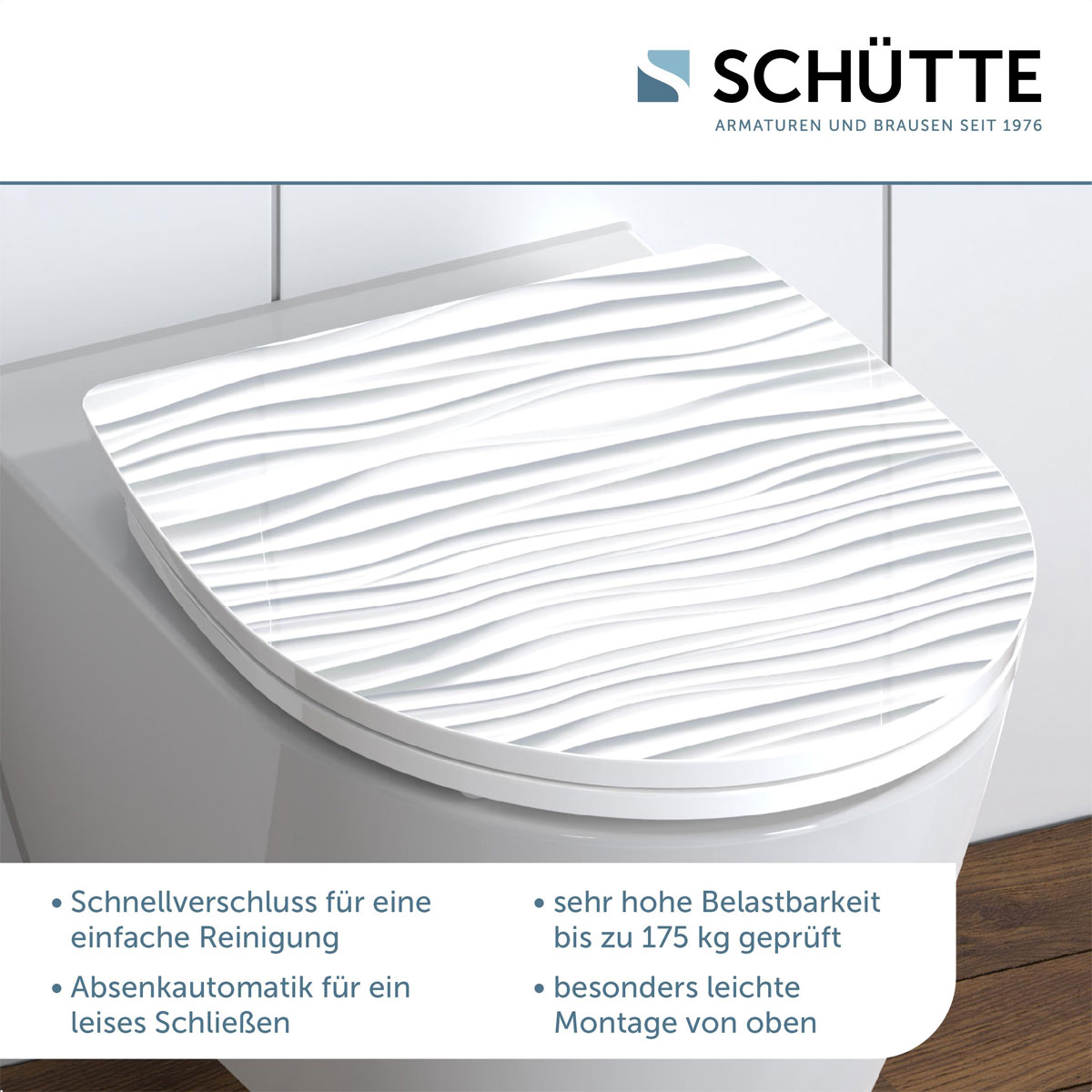 Schütte Duroplast HG WC-Sitz WHITE WAVE mit Absenkautomatik und Schnellverschluss Bild 8