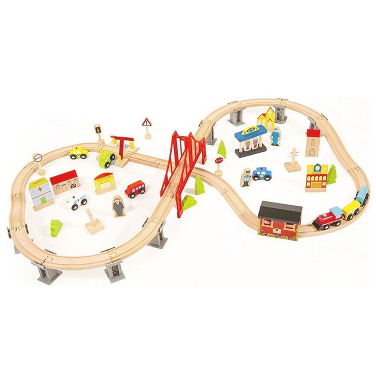 Coemo Holzeisenbahn Set 70 Teile Bild 2