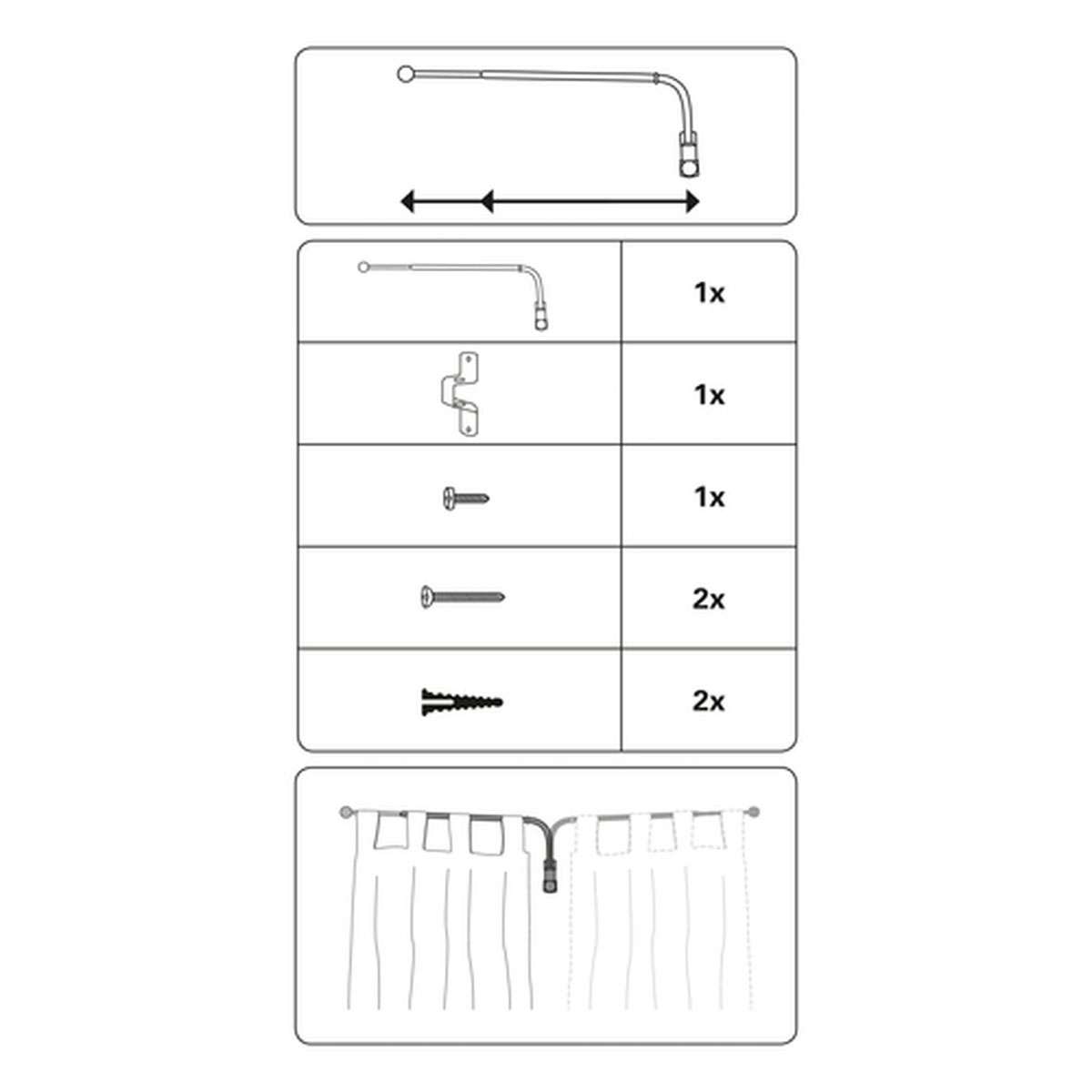 Gardinia Schwenkstange Durchmesser 12 mm 55-85 cm Edelstahl-optik Bild 3