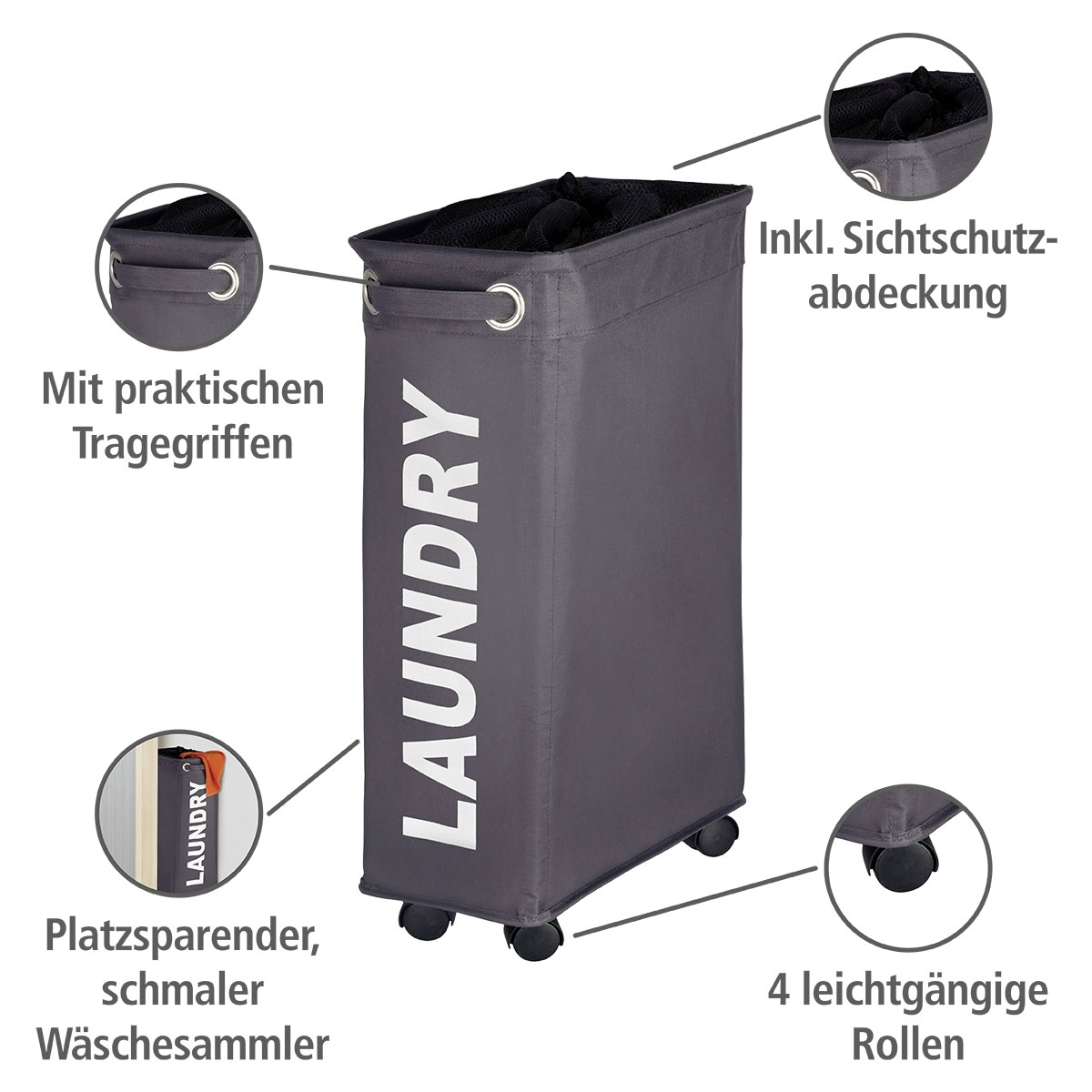 Wenko Wäschesammler Corno grau 43 l Bild 2