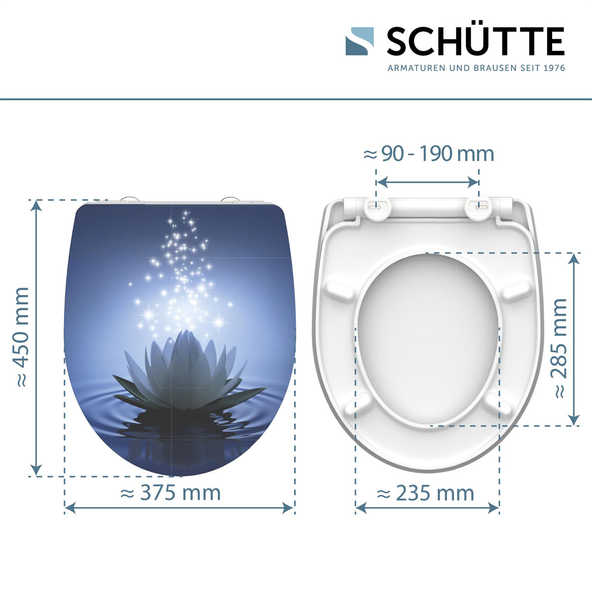 Schütte Duroplast HG WC-Sitz WATER LILY mit Absenkautomatik und Schnellverschluss Bild 10