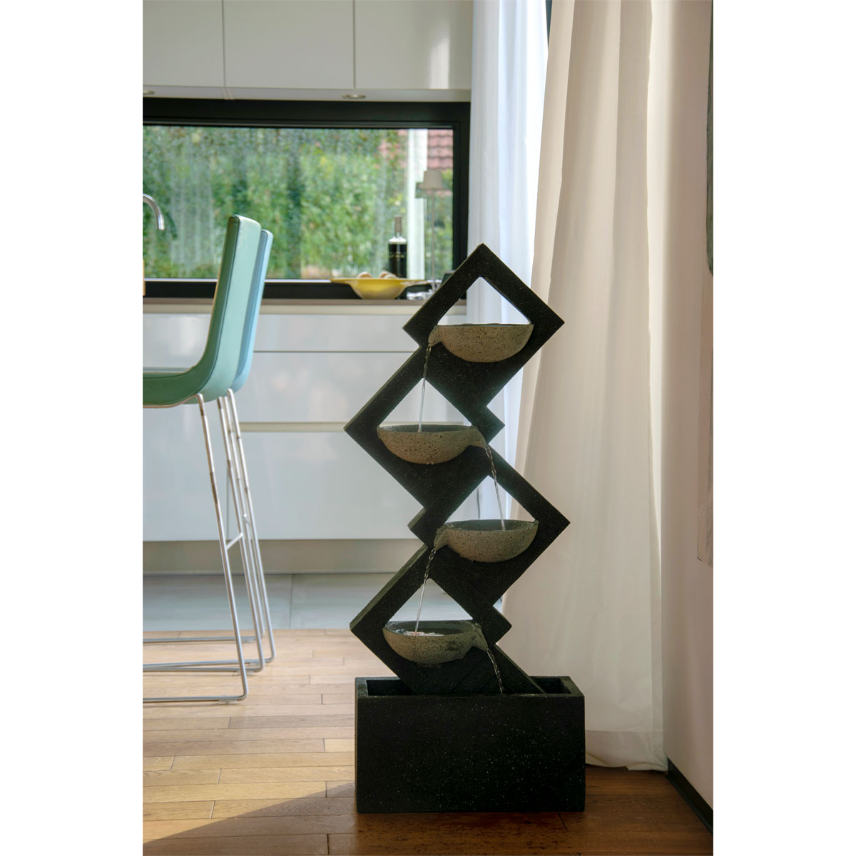 dobar XL Design-Gartenbrunnen mit LEDs 20,5 x 100,5 x 41,5 cm grau Bild 7