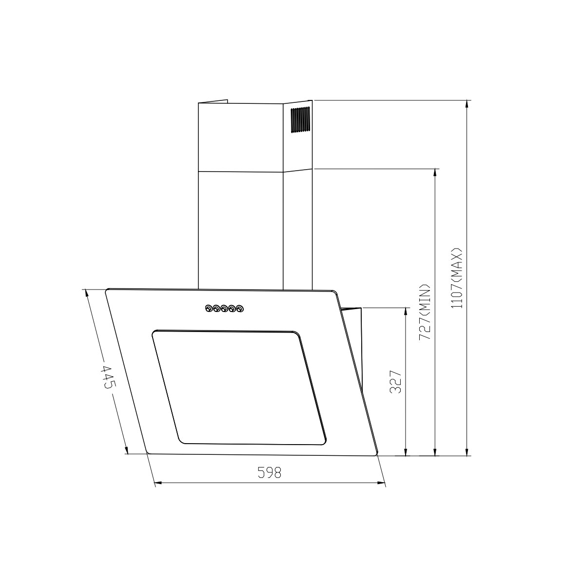 Respekta Haube Schwarz, 60 cm, EEK B3 Leistungsstufen LED-Beleuchtung Bild 12