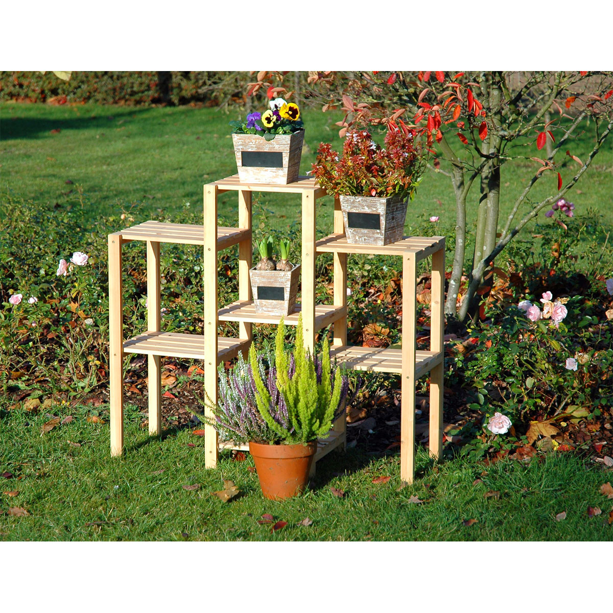 dobar Blumenregal 7-flächig 87 x 97 x 31 cm braun Bild 2