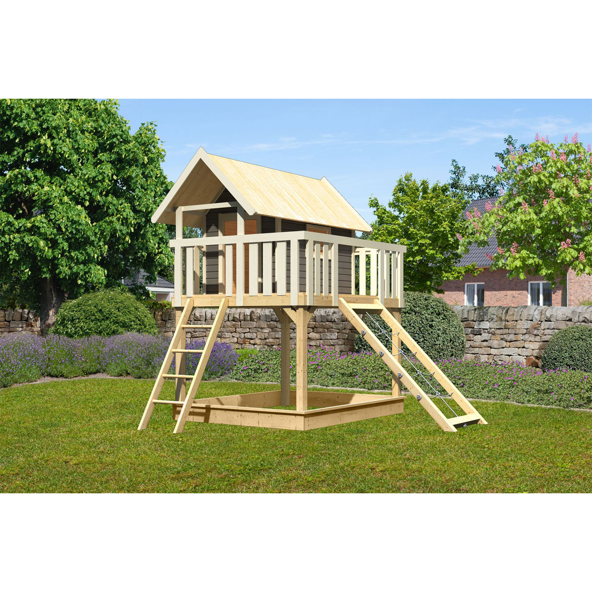 Karibu Fidel und Netzrampe terragrau ohne Rutsche