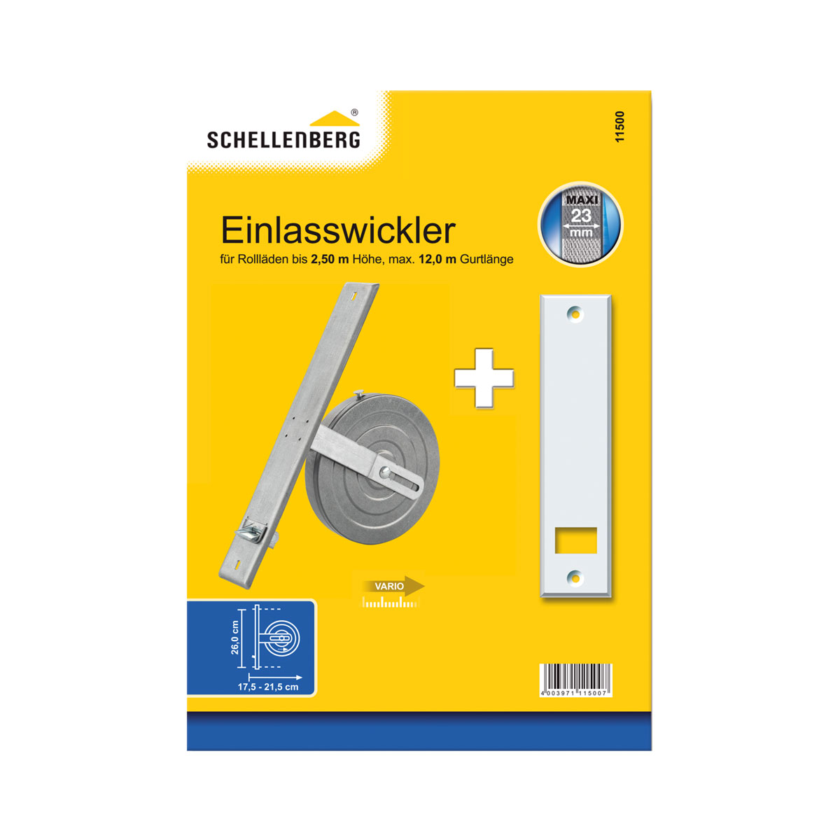 Schellenberg Einlasswickler Maxi 26 cmx12m inkl Abdeckplatte