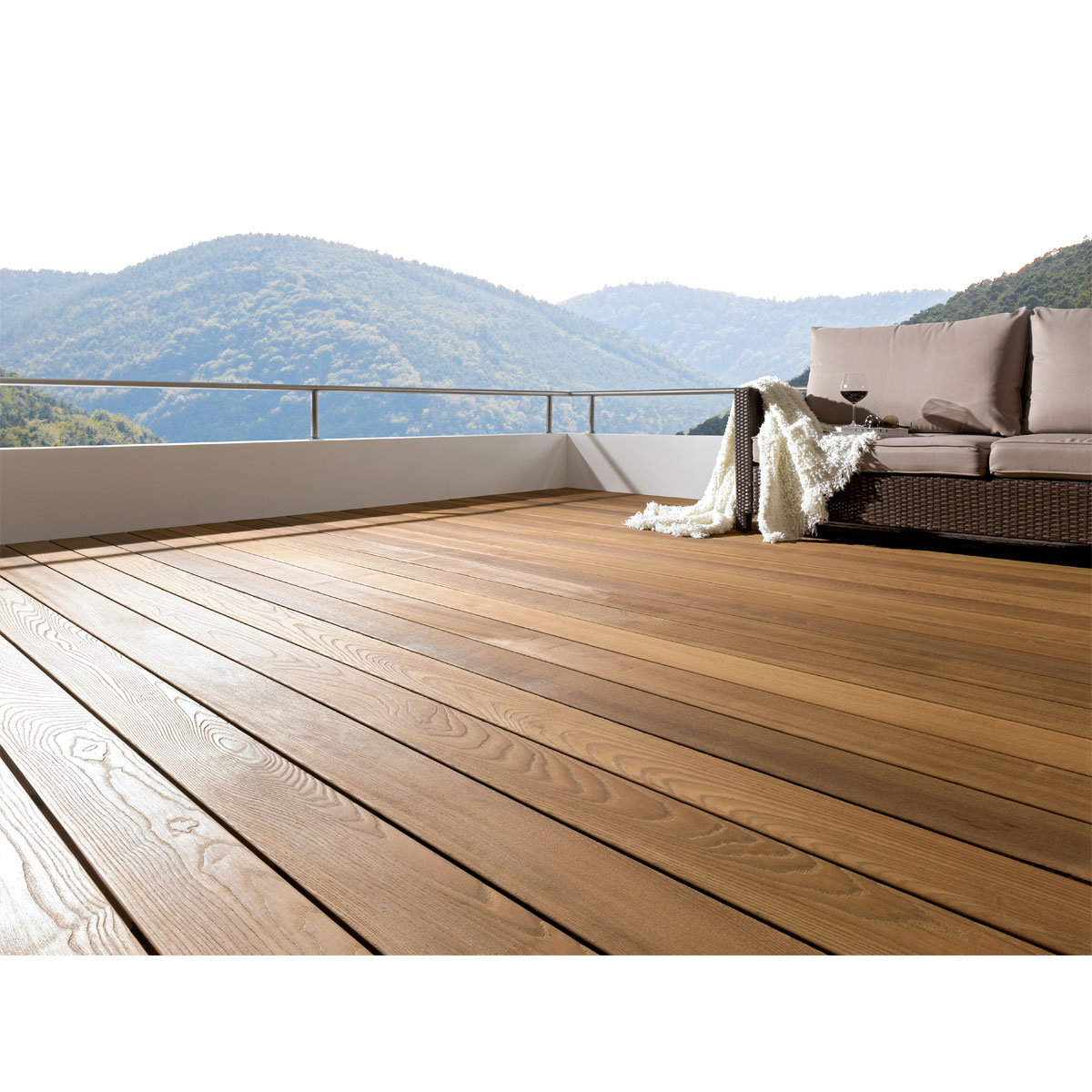 Terrassendiele Thermo Esche 21x145x2100 mm glatt / glatt Bild 2