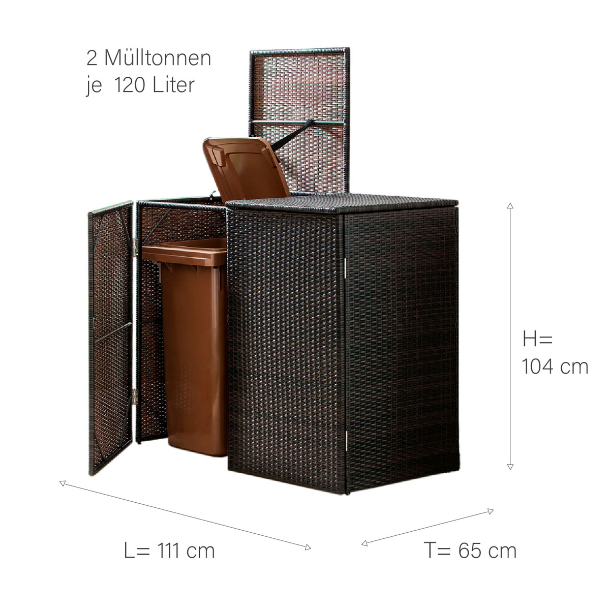 Green Yard Mülltonnenbox Mülltonnenverkleidung Mülltonnenabdeckung Polyrattan Bild 4