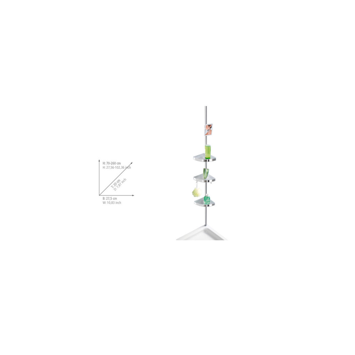 Wenko  Teleskop Duschecke Premium glänzend mit 3 Ablagen und Spiegel Bild 11