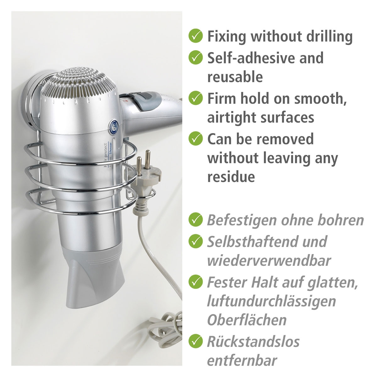 Wenko Haartrocknerhalter Osimo Befestigen ohne bohren Static-Loc Bild 4