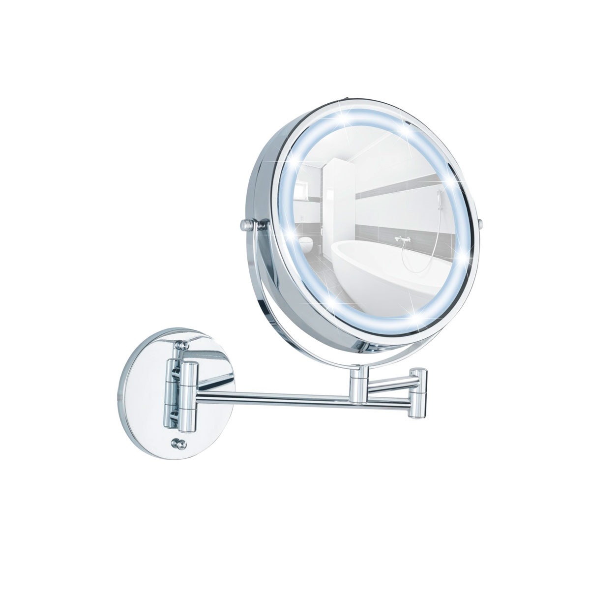 Wenko  Power-Loc LED Wandspiegel Lumi 5-fach Vergrößerung Befestigen ohne bohren Bild 2