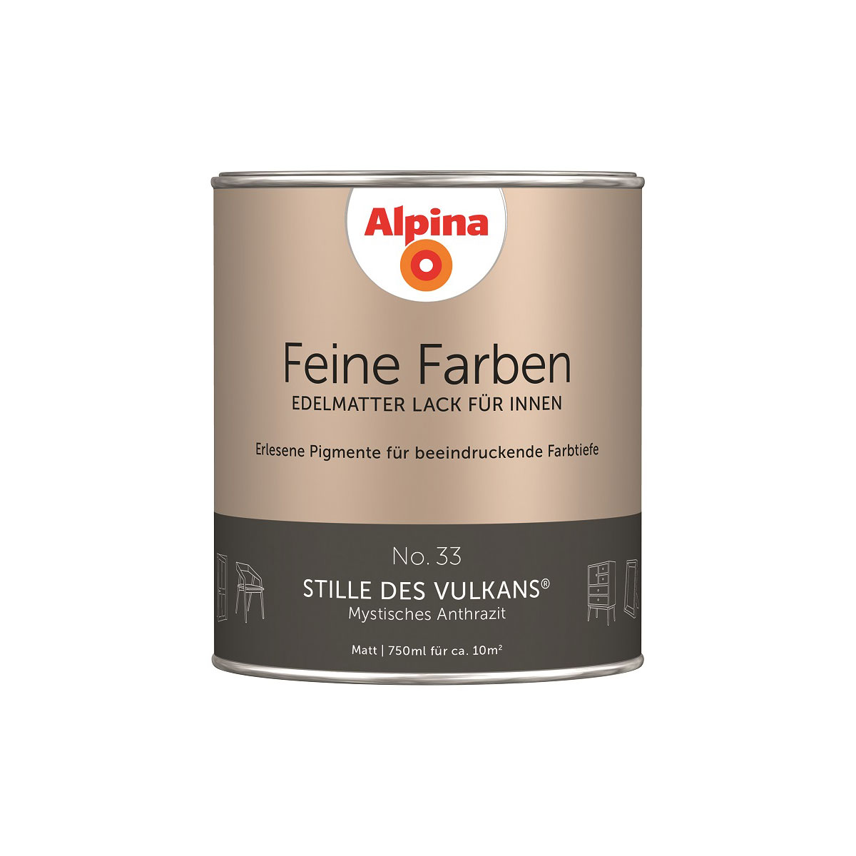 Alpina  Buntlack Feine Farben Lack No 33 Stille des Vulkans edelmatt 750ml