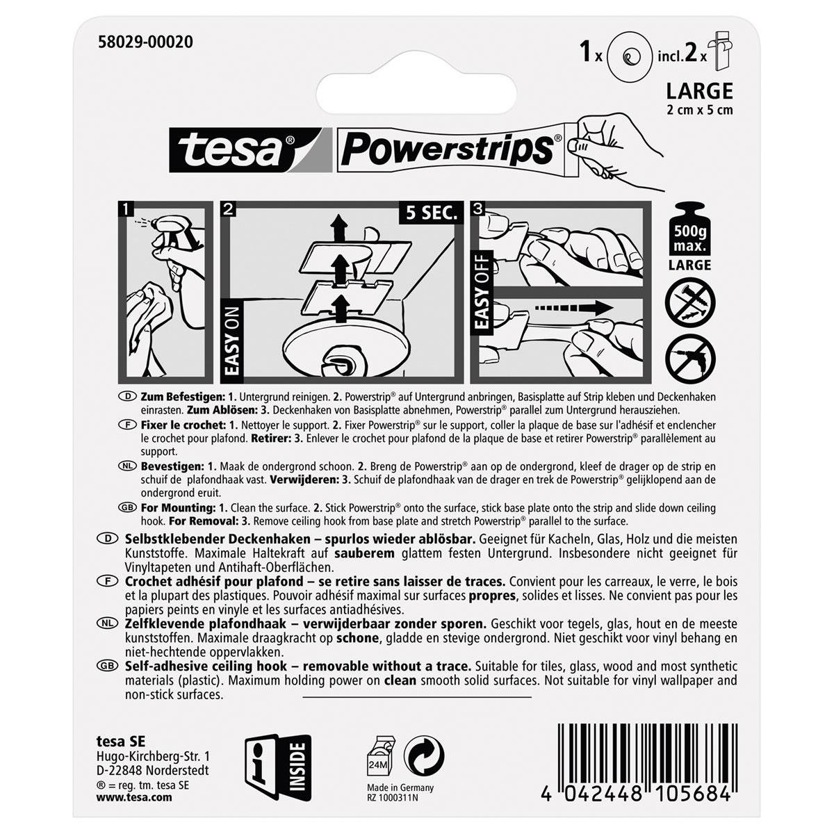 Tesa Power-Strips Zimmerdecken-Haken Bild 3