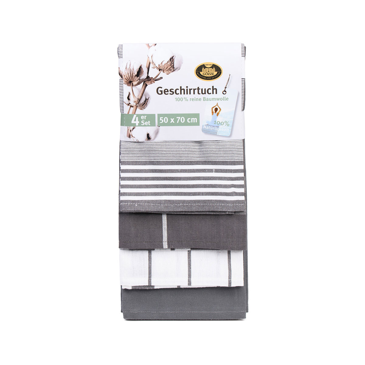 Gözze Geschirrtücher 100% Baumwolle 4er Pack 50x70cm anthrazit