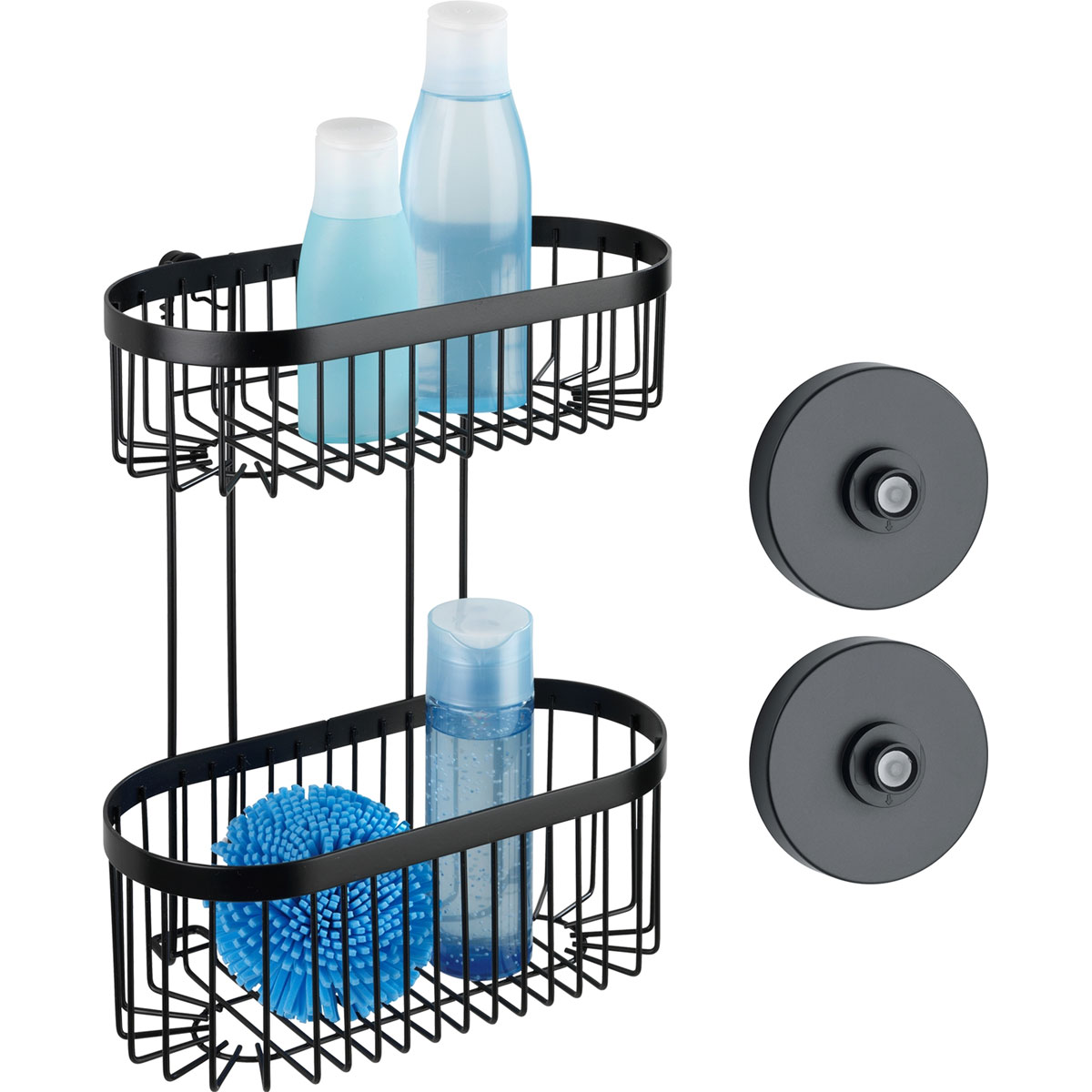 Wenko  Wandregal 2 Etagen Classic Plus Black mit Vacuum-Loc Adapter Befestigen ohne bohren Bild 2