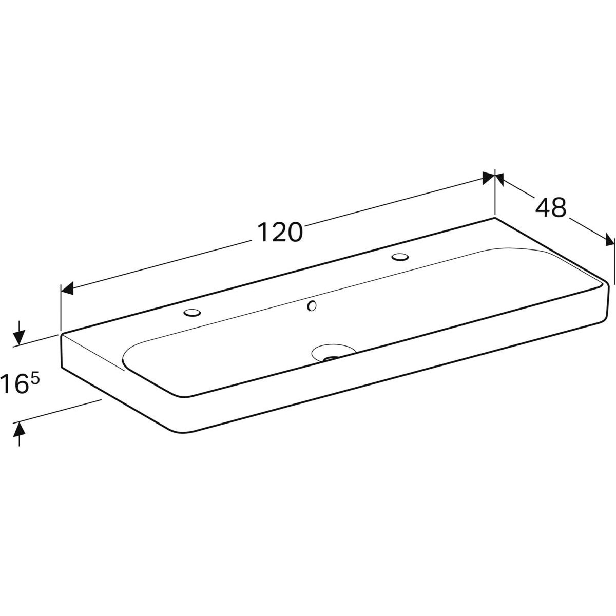 Geberit Doppelwaschtisch Smyle Square weiß 120 x 48 x 16,5 cm Bild 4